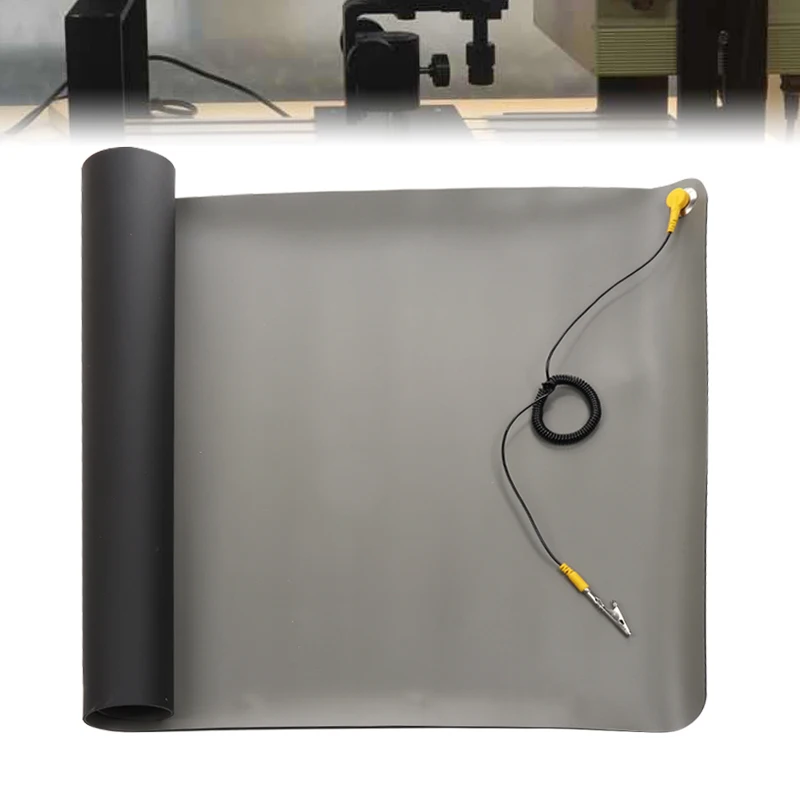 1PC Black Desktop Anti Static ESD Grounding Mat Maintenance Platform Desk Mat + Cord for PC Laptop Repair Tool