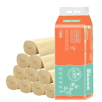 

700g Mention Native Bamboo Pulp Natural Color Coreless Roll Paper 145X125 Toilet Paper Towel New- #