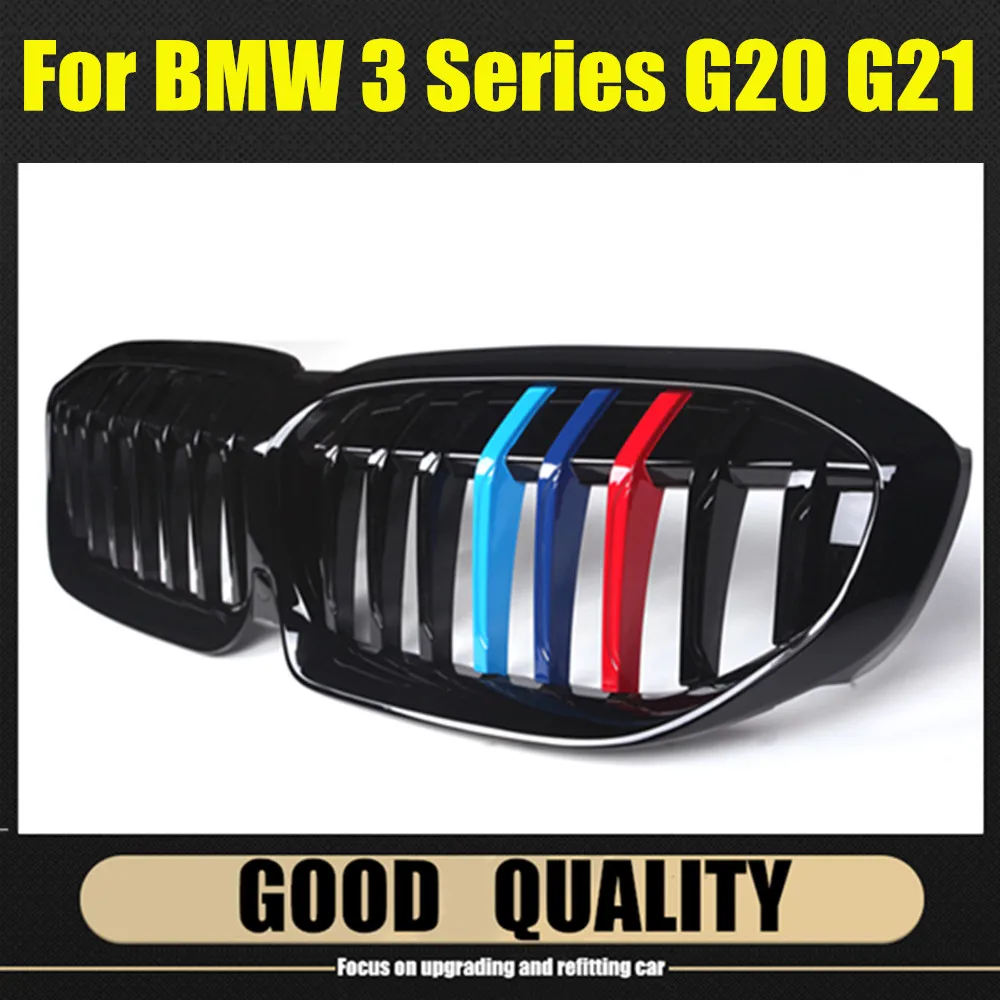 

2Pcs M color Front Bumper Hood Kidney Grille Racing Grille Replacement for BMW G20 3-Series