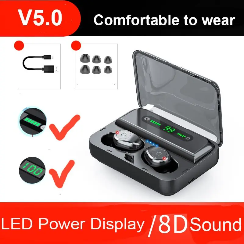 Wireless Earphones Bluetooth Earphones With Phone Stand Two types LED Light New TWS Bluetooth 5 0 Touch Control Headset