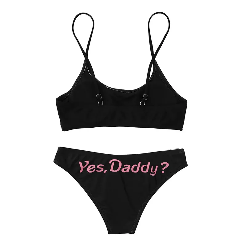 Женские аниме костюмы для косплея, регулируемые лямки, yes Daddy, комплект нижнего белья с принтом, мини камзол, бюстгальтер, топы с трусиками