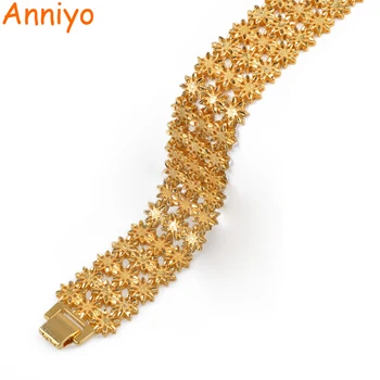 

Anniyo 21cm / Width Bracelet for Women Men Gold Color & Copper Ethiopian Jewelry African Bangle Arab Wedding Gifts #072506