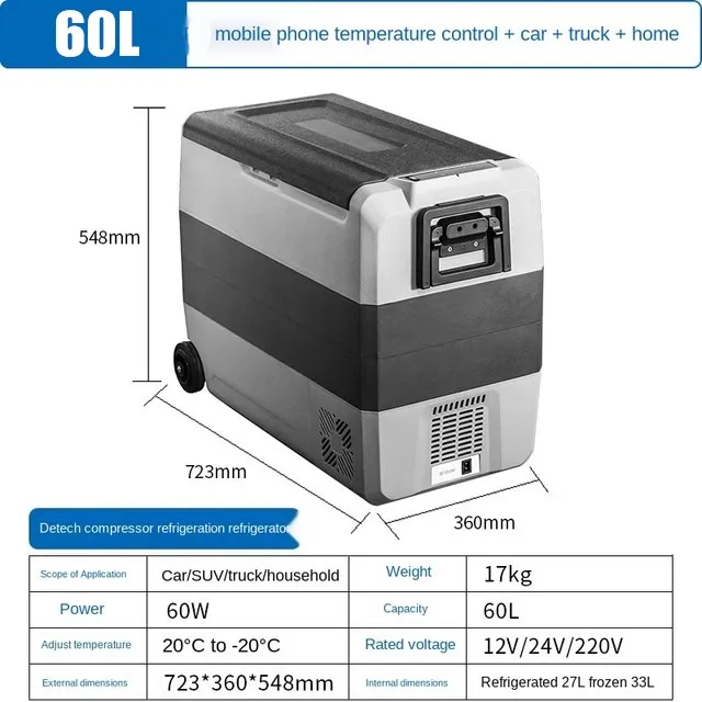 Car Refrigerator 36/50/60L Mini Portable Compressor Deep Freezer Dual Zone Fridge Auto AC DC12/24V Camping Outdoor Travel Home camping fridge Car Fridges & Heaters