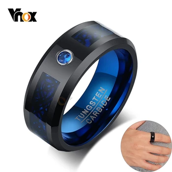 

Vnox 8mm Black Tungsten Men Wedding Band High Quality Metal Anti Scratch Gents Business Ring