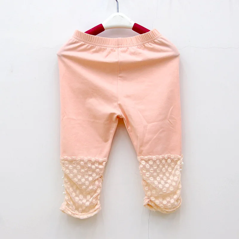 High Quality 2021 New Summer Girls Leggings Pants Lace Cotton Children Clothing Flower Girl Knee Pants