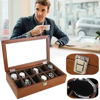 

New 12 slot Wood Watch Display Box Organizer Black Top Watch Wooden Case Fashion Watch Storage Packing Gift Boxes Jewelry Case