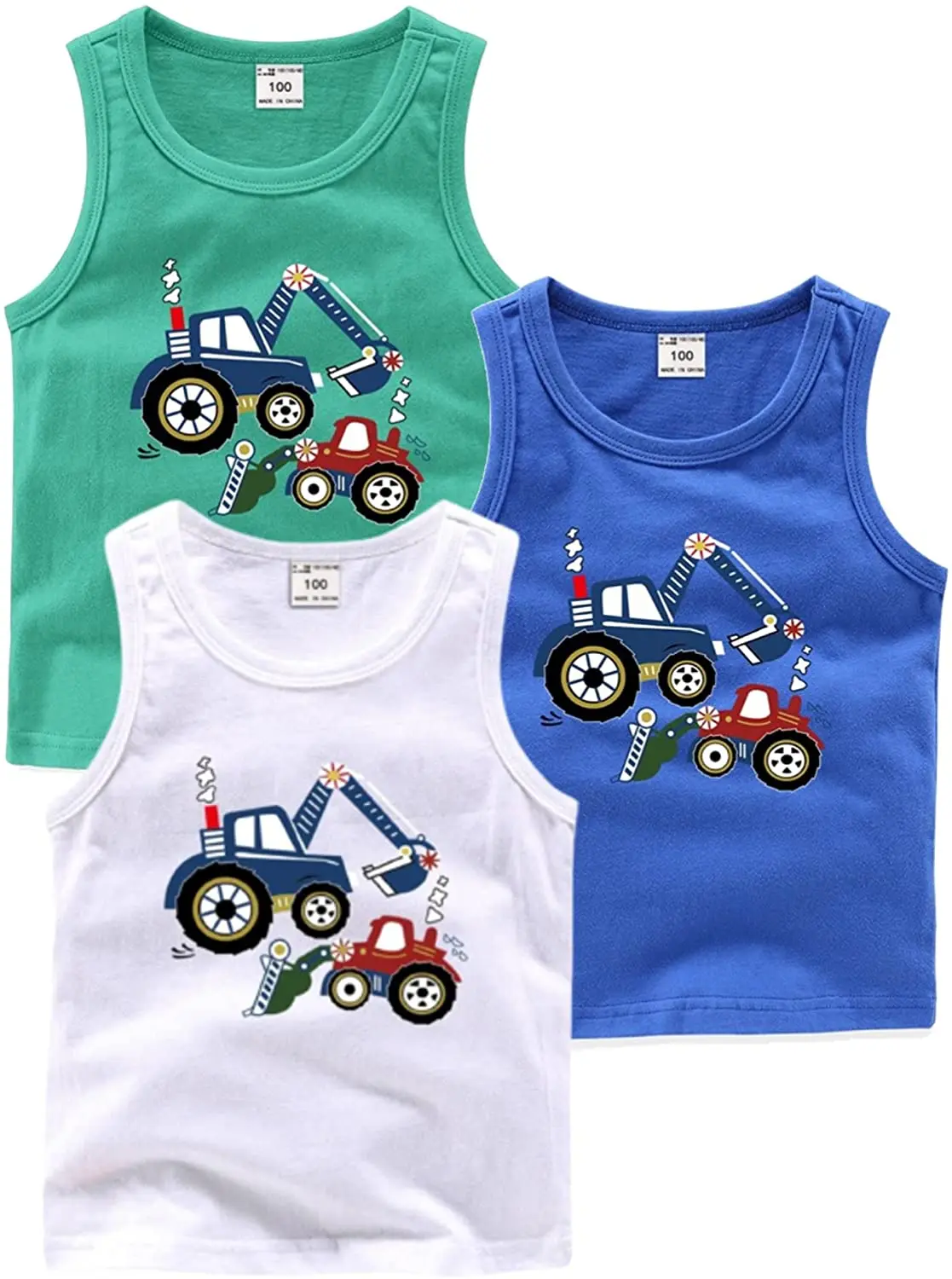 Tops Boys Girls Toddler Boys' 3-Pack Tank Tops Summer Graphic Crewneck Cotton Casual Tank Tops Boys Sleeveless Vest For 2-8 Years kid t shirt designs Tops & Tees