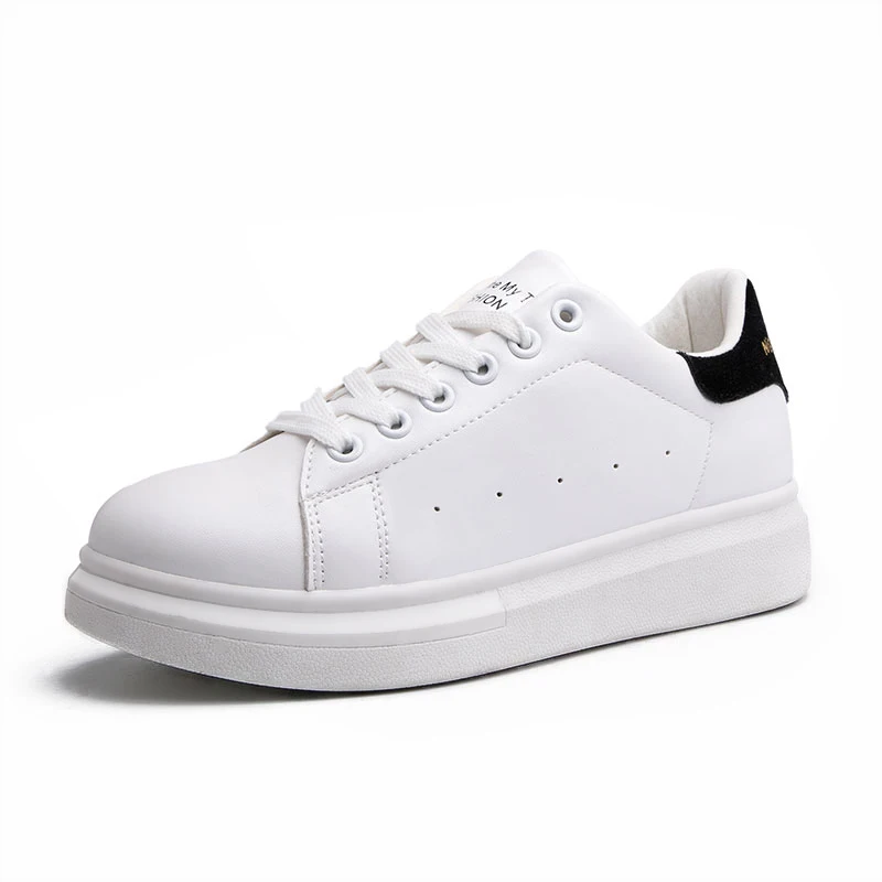 Сезон весна-осень года; классические женские белые туфли; пикантные черные белые кроссовки на платформе; стильная Уличная обувь для тенниса; женская обувь