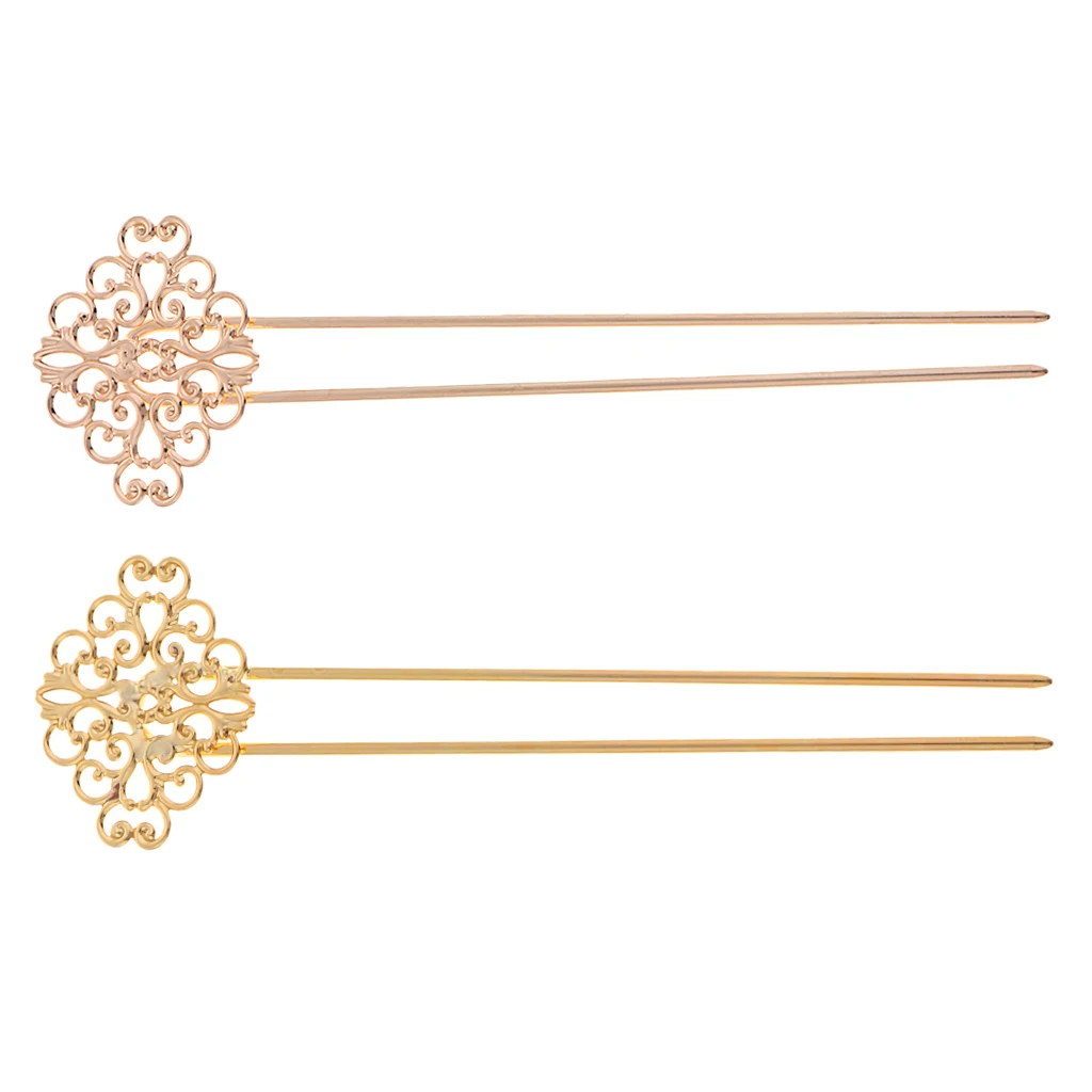 Women Girls Hair Chopsticks Buns Chignon Hollowed Floral Hair Sticks Retro 