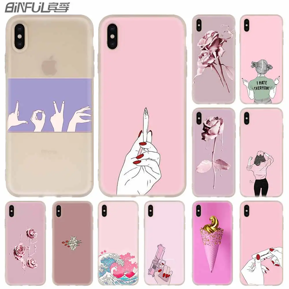 Pink Aesthetics Aesthetic Soft Silicone Case For Iphone 13 11 12 Pro X