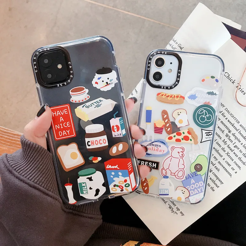 Korea Cake Food Drink Colorful Protector Phone Case for iPhone 11 Pro XS Max XR X 7 8 Plus Soft TPU Transparent Back Cover |