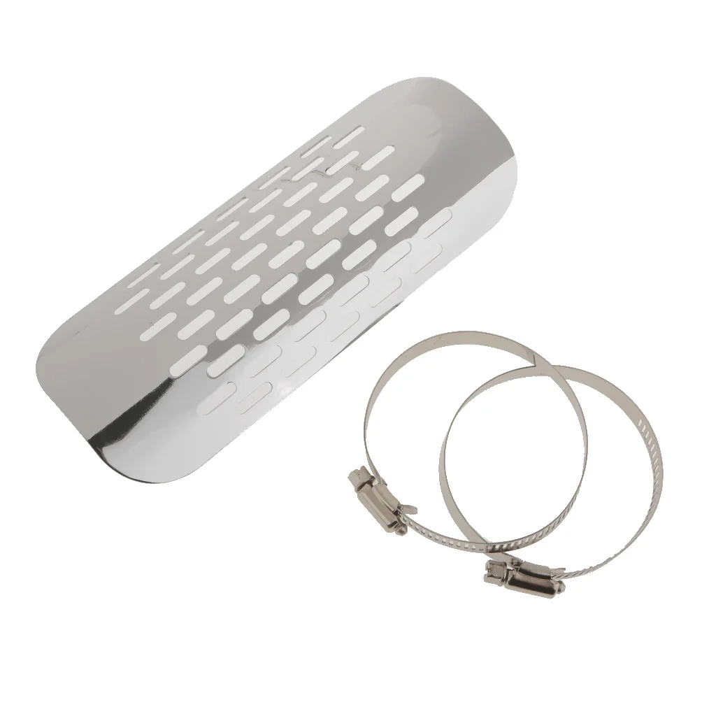 Good Pierced Oval Pipe Heat Shield Cover Exhaust Muffler Guard For Harley White