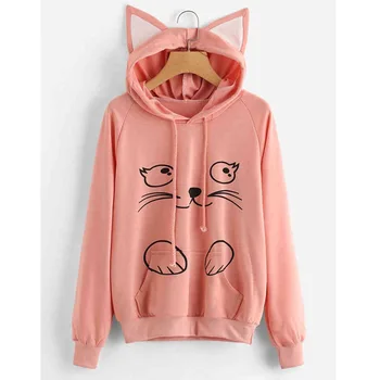 

hoodies cats gothic plus size women hoodie woman clothes pink print sweatshirts pullovers casual streetwear harajuku love