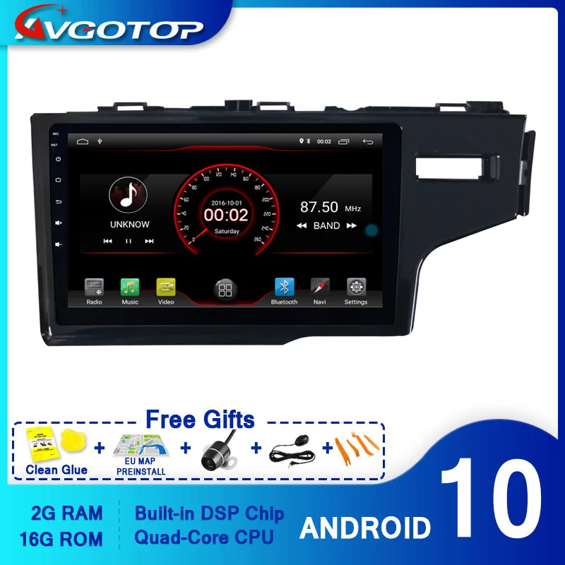 Автомагнитола AVGOTOP Android 10 с Bluetooth GPS DVD-плеером для HONDA FIT/JAZZ (RHD) 2014 | Автомобили и