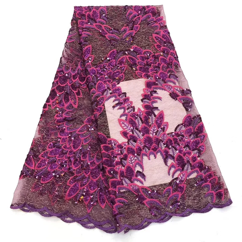 

2019 African Lace Fabric French embroidery Lace design with High Quality sequins Fabric Used for women wedding dresses