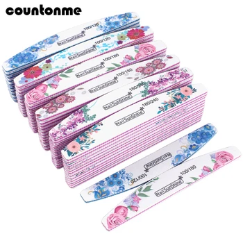 

20pcs/lot Strong Sandpaper Nail File White Boat Nails Buffer Block 100/120/180/240 Washable Lime a Ongle Grinding Manicure Tools