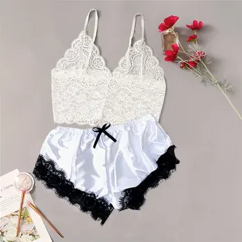

2020 summer Sexy Temptation Babydoll Nightwear Cute Cami Top New 6 Colors Sexy Lingerie Set Chiffon Sleepwear Women's Pajama Set