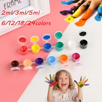 

Random Color 6/12/18/24 Colors With 2 Paint Blue Brushes Per Set Acrylic Paints For Oil Painting Nail Art Clothes Art Digital