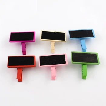 

10Pcs Wooden Craft Pegs Clips with Blackboard Clothespins Photo Paper Peg Pin