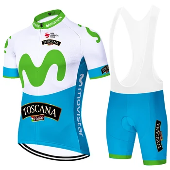 Maillot de ciclismo DEL EQUIPO Movistar para hombre, conjunto de ropa para bicicleta de verano, 2020