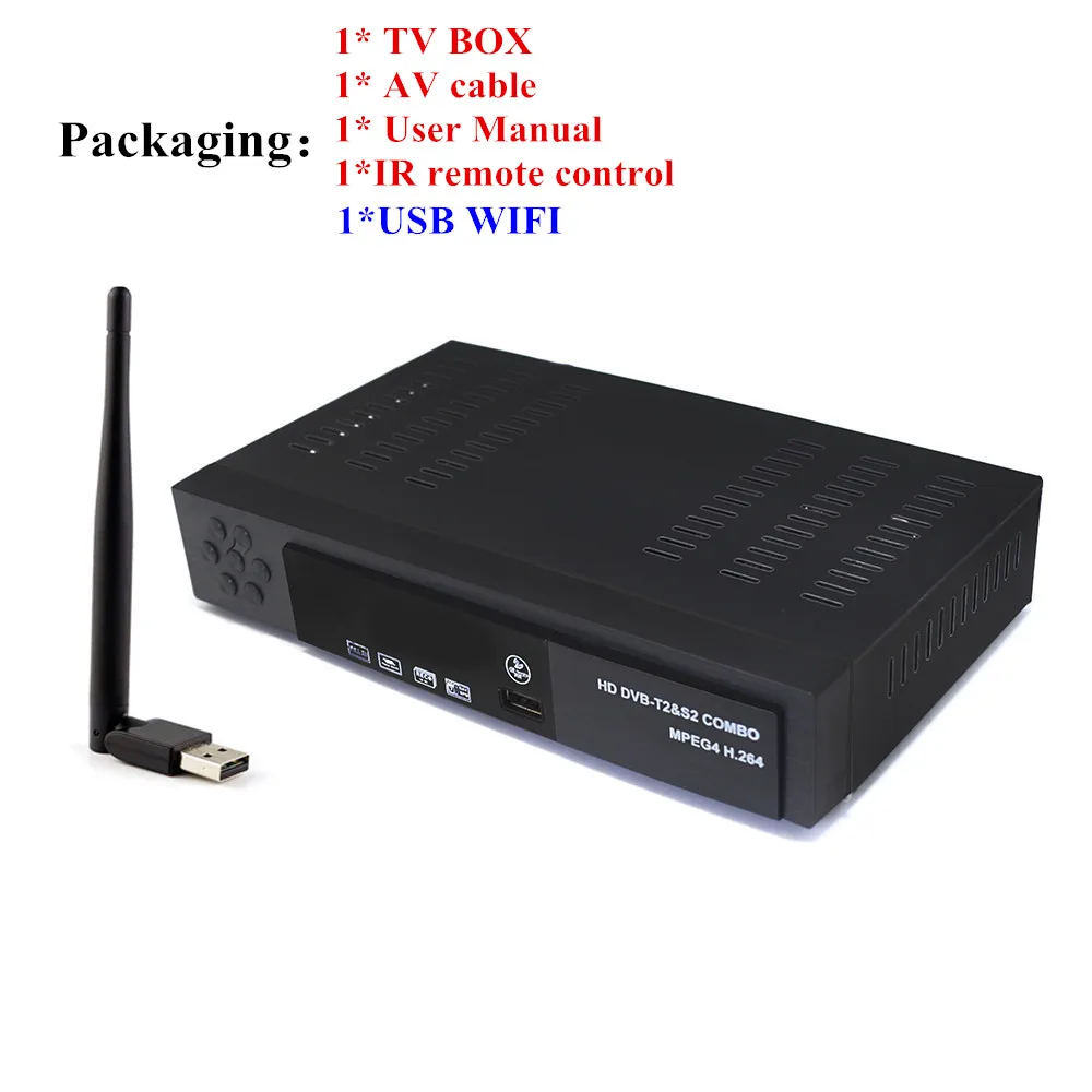 Полный HD ТВ приставка DVB-t2 DVB-s2 цифровой эфирный спутниковый ТВ приемник MPEG-2/4 H.264 suppt YouTube Cccam+ USB WiFi ТВ тюнер - Цвет: TV BOX-USB WIFI