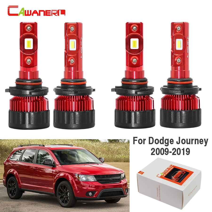  Cawanerl 4 X Car LED Bulb Headlight Low Beam High Beam 9000LM White 6000K 60W 12V For Dodge Journey - 4000071829563