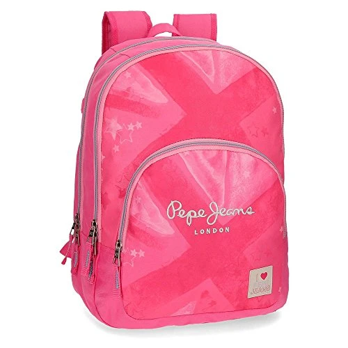 Pepe Jeans Clea Mochila Escolar Doble Adaptable a Carro Rosa 32x44x22 cms Poliéster escolares| -