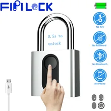 Fipilock, умный замок с отпечатком пальца, без ключа, USB, перезаряжаемый, дверной Чехол для багажа, сумка с замком, защита от кражи, замок с отпечатком пальца