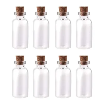 

8 pcs Mini glass bottle with cork stopper/small glass bottles/Mini bottle/Mini bottle with cork 22 x 50mm Transparent