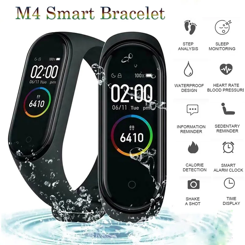 Смарт-браслет M4 Bluetooth водонепроницаемый шагомер пульсометр кровяное давление