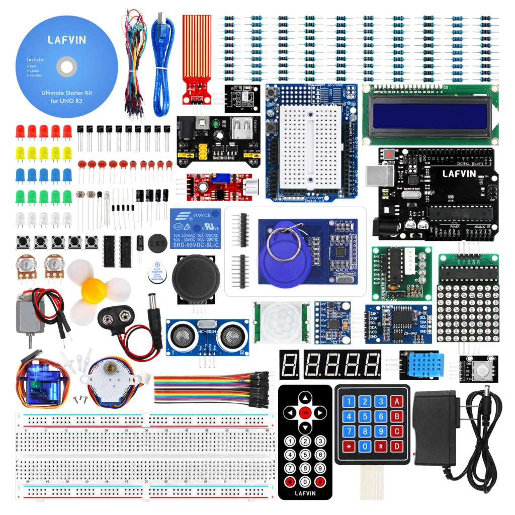 10 компл./лот LAFVIN для UNO R3 полный стартовый набор Arduino с учебным руководством|uno r3|uno