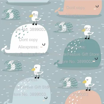 

Cartoon Whale Print rayon Cotton baby bib Fabric Patchwork milk silk Textile Material DIY Sewing Pillow Cloth Background Cloth