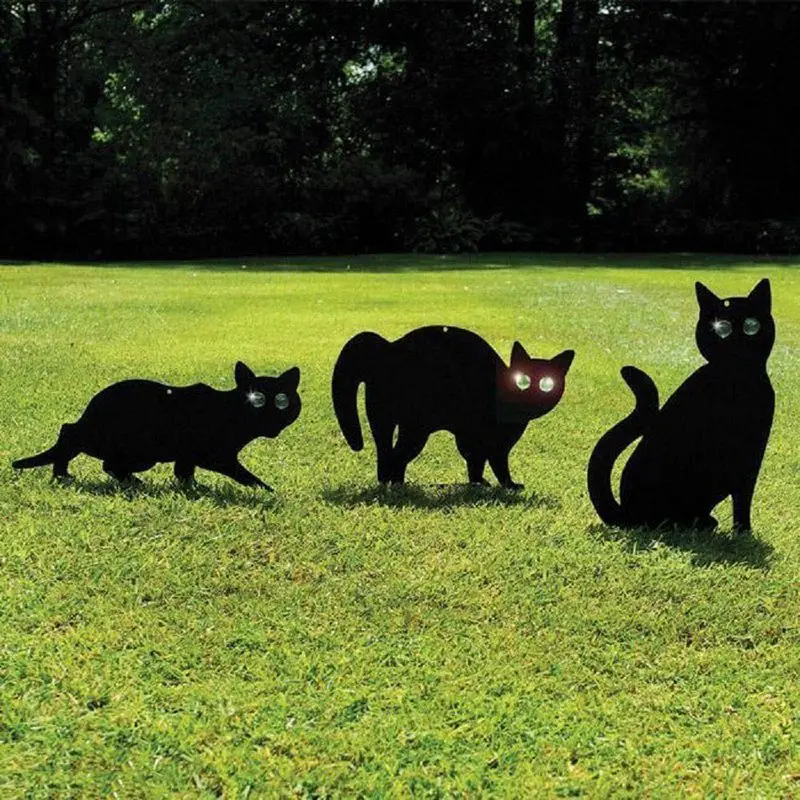 

3pec Black Metal Scare Cats Pest Control Scarer Repeller Cat Deterrant Black Cat