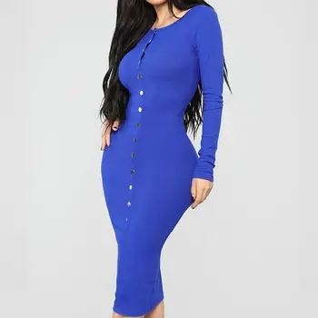 

2019 Autumn Party Dress Women Sexy Tight Dress Ladies Long Sleeve Slim Cotton Dress Female Winter Dresses for Women