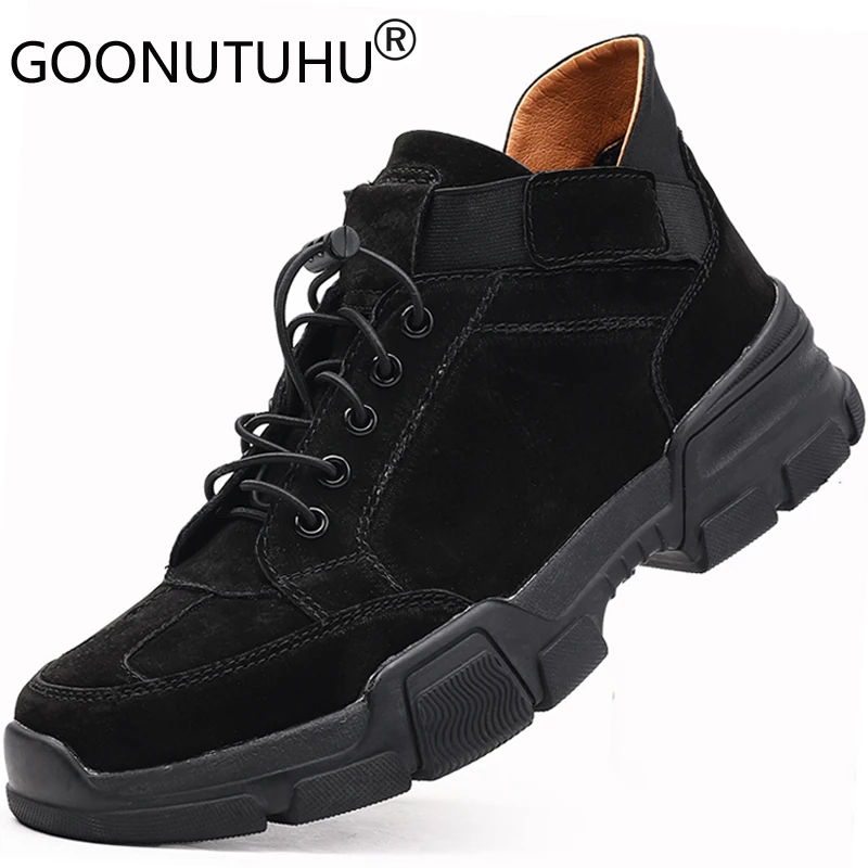 

2019 autumn men's ankle boots casual genuine leather suede shoes male work boot male big size 37-48 shoe man army boots for men