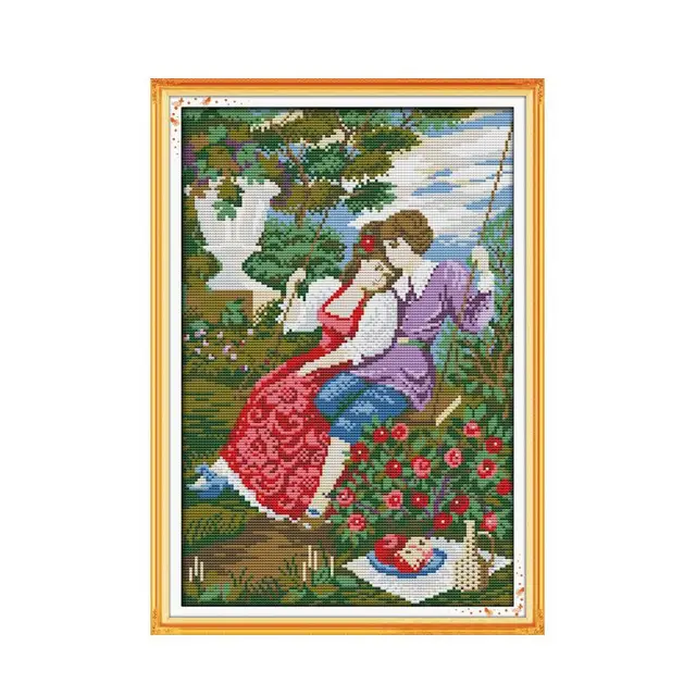 Sweet Couple Series Cross Stitch Kit 14ct 11ct Canvas Printing Embroidery Set DIY Needlework Home Decoration Painting Lover Gift R424