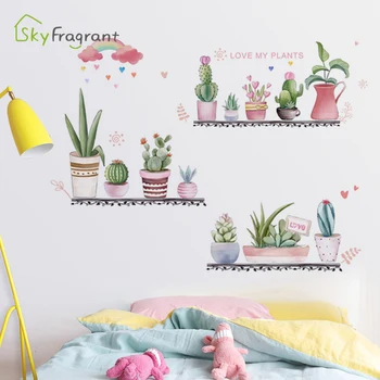 

ins pink potted plants wall sticker living room bedroom room wall decor stickers self-adhesive gril room decoration home decor