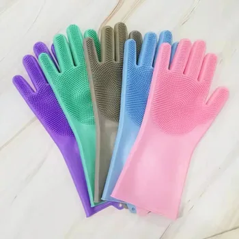 

2/4/6 Pair Dish Washing Gloves Magic Silicone Dishes Cleaning Gloves with Cleaning Brush Kitchen Wash Housekeeping Scrubbing