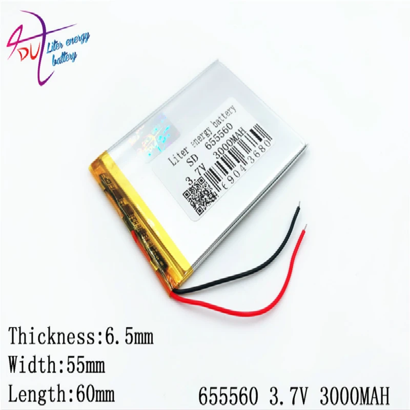 3 7 в 3000 мАч 655560 полимерный литий ионный/литий ионный аккумулятор для GPS mp3 mp4 mp5 dvd