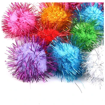 

New 21 Piece 3.5cm Glittering Tinsel Springs Pompons Balls Cat Toy
