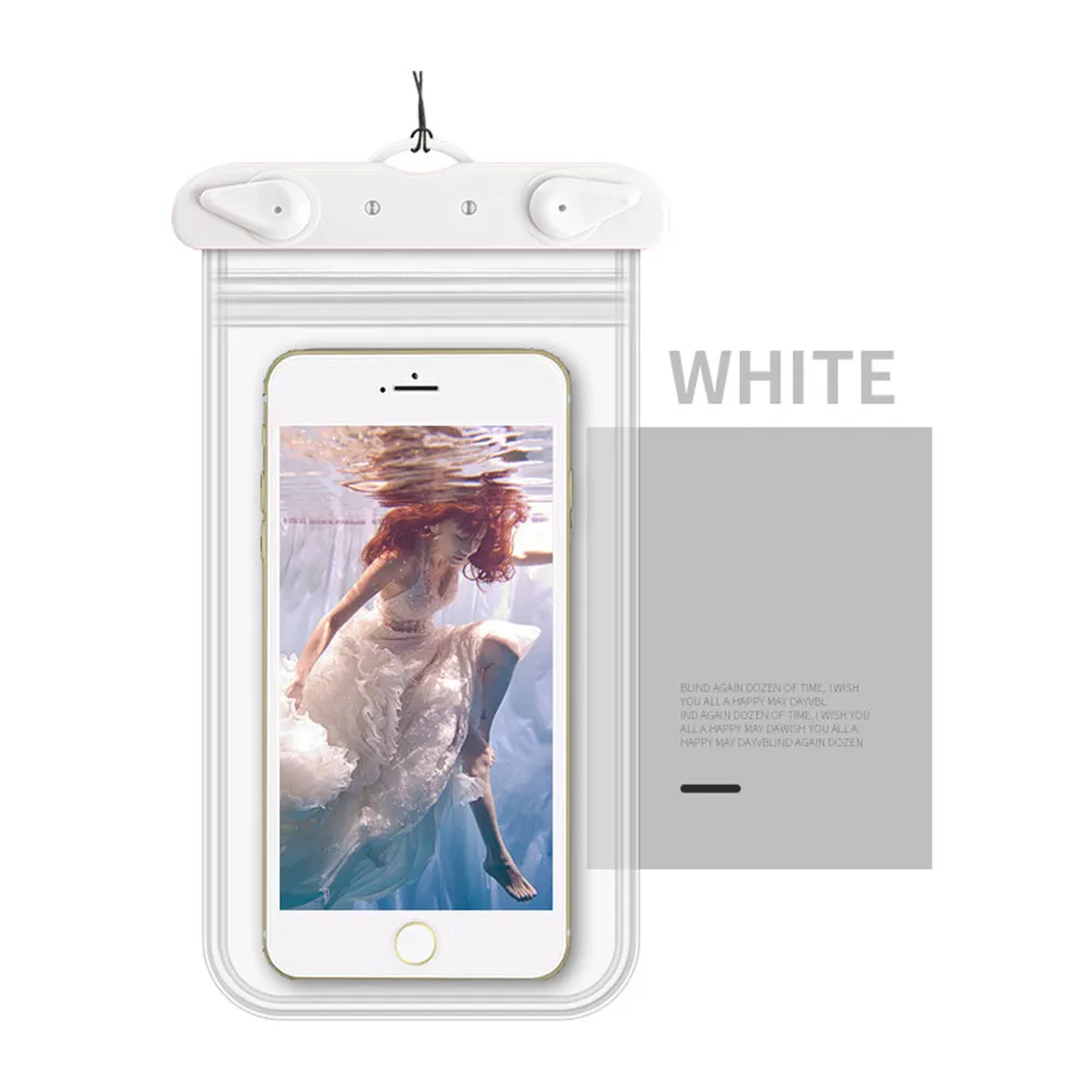 Карманный Чехол для мобильного телефона, сумка для дайвинга, четырехсторонняя двухслойная водонепроницаемая сумка для плавания, дайвинга, сумка для воды на открытом воздухе, чехол D41 - Цвет: Белый