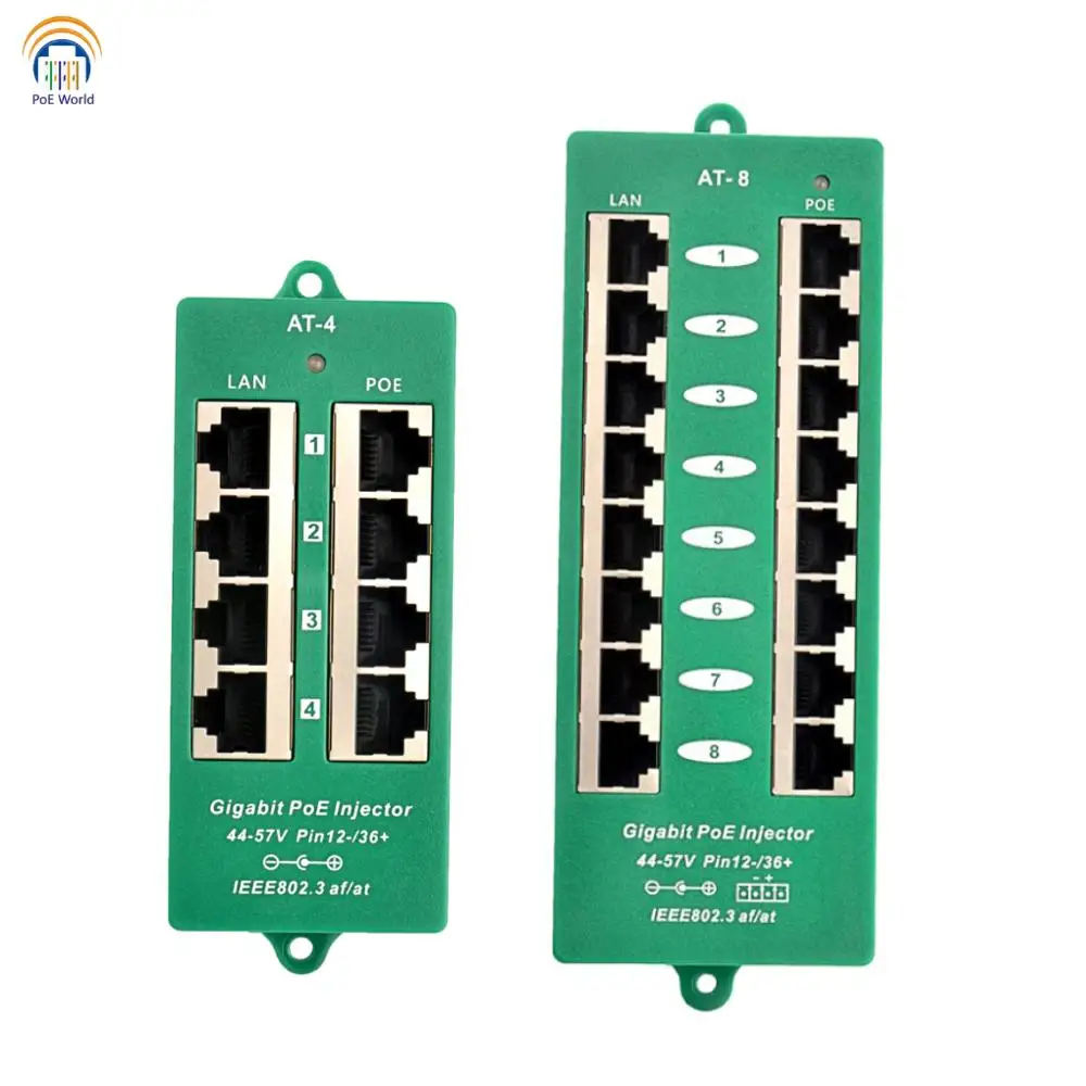 IEEE 802.3a Active standard POE injector POE Plus PoE+ 1000mbps Mid-span for 4/8pcs Camera VOIP phone