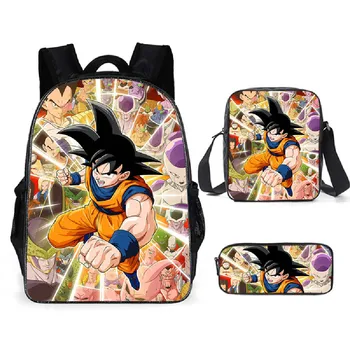 

3 PCS Anime Dragon ball Backpack Boys Girls School Bag Children Teenager Daily Travel Backpack Kids Gift Schoolbags Mochila