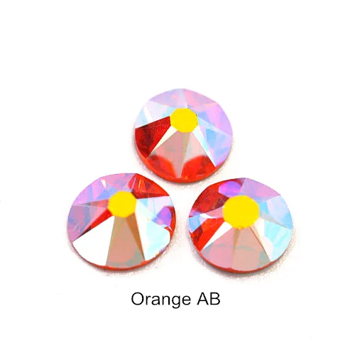 Orange AB Высококачественные хрустальные стеклянные стразы для ногтей, стеклянные стразы с плоской задней поверхностью, много цветов, не Горячие Стразы 2088, 16 граней для дизайна ногтей E6666 - Цвет: Orange AB