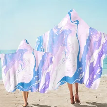 Parent-child Microfiber Hooded Cloak Beach Towel Fashion Print Kids Adult Wetsuit Swimming Changing Robe With Cloak Bath Towels