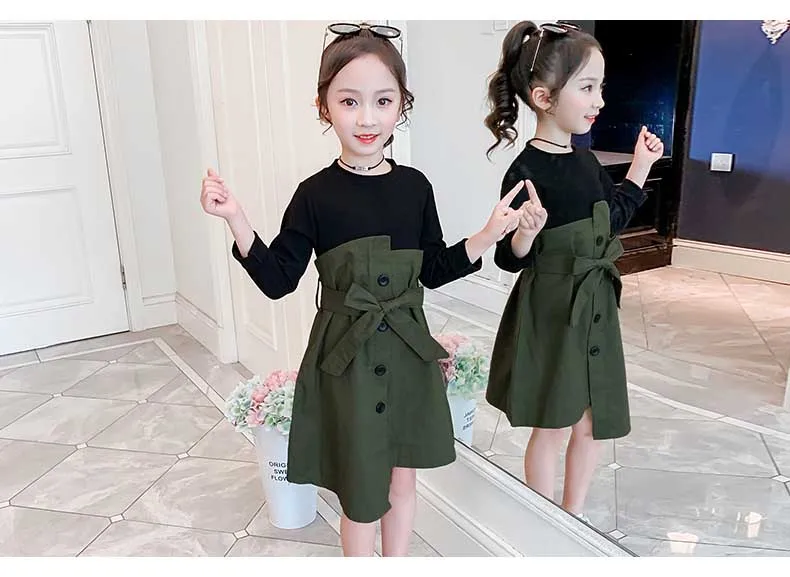 School New Girls Dresses 2019 Teenage Children Patchwork Dress Autumn Spring Girl Dress Baby Princess Dress Toddler Clothes (7)