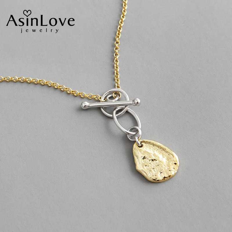 AsinLove Настоящее серебро 925 пробы ожерелье необычный Вогнутый выпуклый молоток 18K