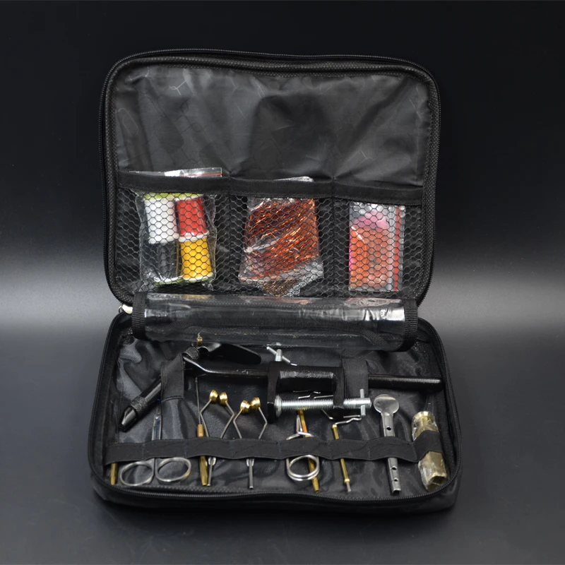 Полный набор инструментов для завязывания мушек с портативной сумкой, включая тиски, Шпульки, ножницы, укладчик волос, набор инструментов для завязывания мух
