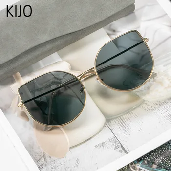 

2020 KIJO new well-known brand Korean metal cat eye flat glasses female fashion big frame glasses popular multi-color sunglasses