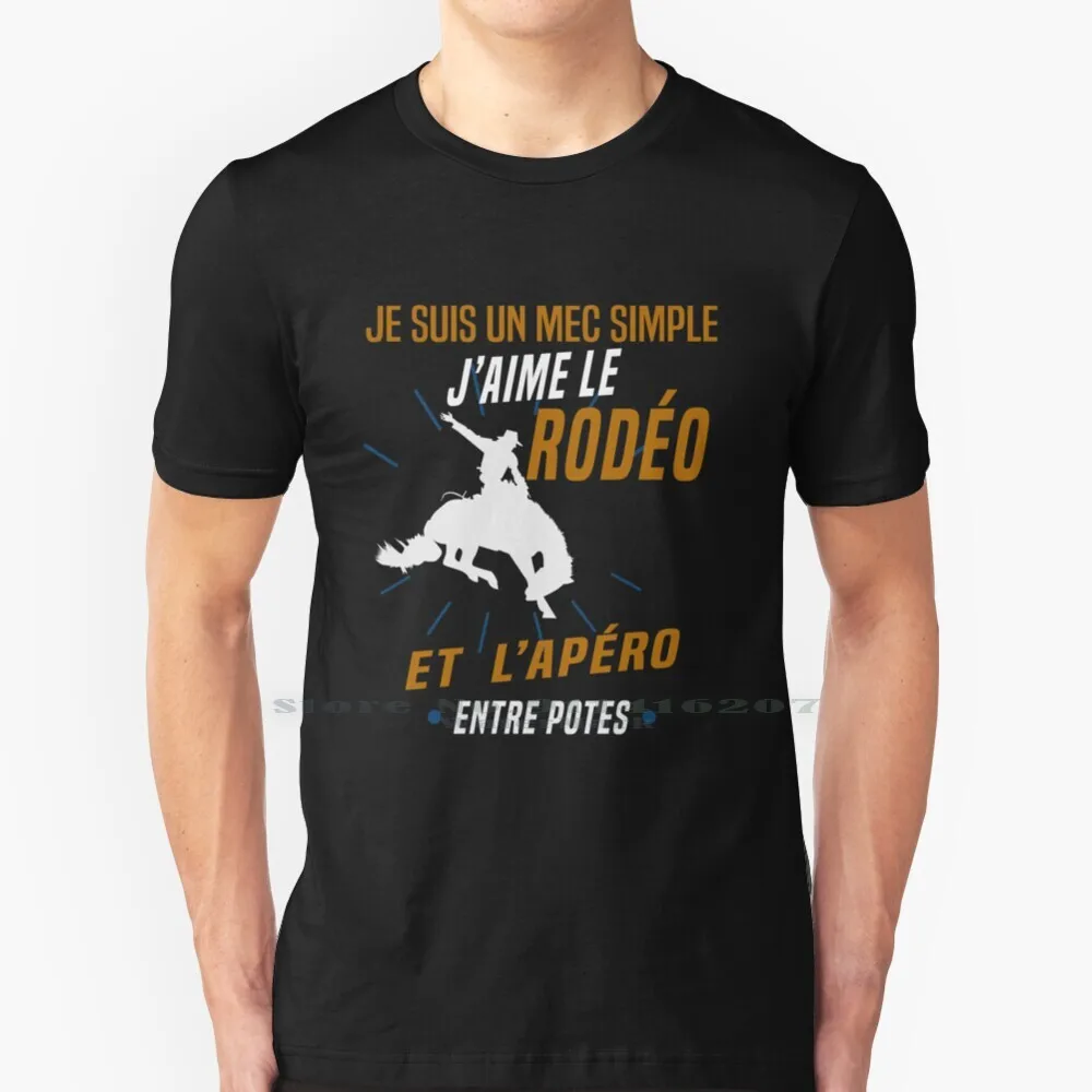 Rodéo Et Apéro T Shirt 100% Puro Cotone Mucca Ragazzo Cowboy Rodéo Apéro Lazo Cheval Taureau Western Lucky Luca Chevaux Alcool